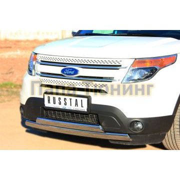 Защита передняя 75х42-75х42 мм овал дуга РусСталь для Ford Explorer 2011-2015