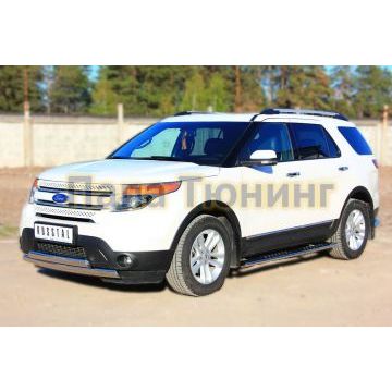 Защита передняя 75х42-75х42 мм овал дуга РусСталь для Ford Explorer 2011-2015