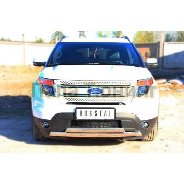 Защита передняя 75х42-75х42 мм овал дуга РусСталь для Ford Explorer 2011-2015