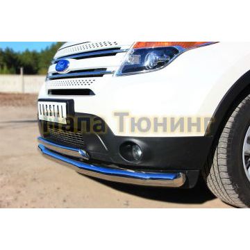 Защита передняя 76-75х42 секции овал дуга РусСталь для Ford Explorer 2011-2015