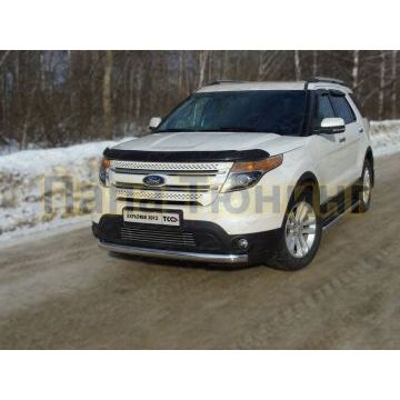 Защита передняя овальная короткая 75-42 мм ТСС для Ford Explorer 2011-2015