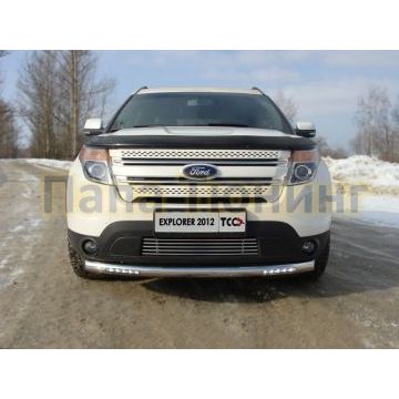 Защита переднего бампера с ДХО 76 мм ТСС для Ford Explorer 2011-2015