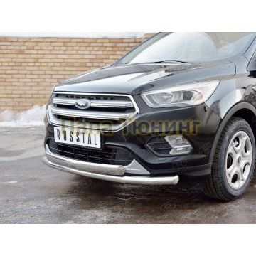 Защита передняя двойная 63-75х42 мм РусСталь для Ford Kuga 2016-