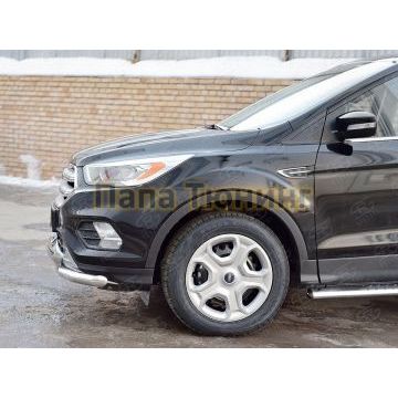 Защита передняя двойная 63-75х42 мм РусСталь для Ford Kuga 2016-