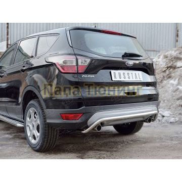 Защита заднего бампера волна под машину d42 РусСталь для Ford Kuga 2016-