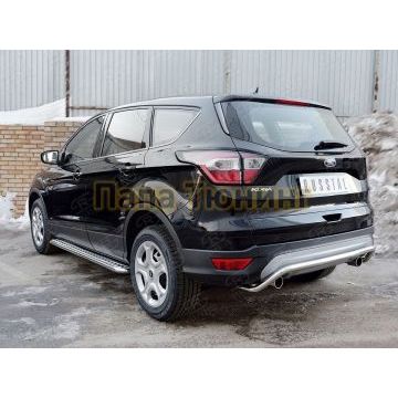 Защита заднего бампера волна под машину d42 РусСталь для Ford Kuga 2016-