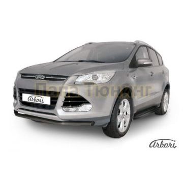 Защита переднего бампера чёрная сталь 57 мм Slitkoff для Ford Kuga 2013- Защита переднего бампера чёрная сталь 57 мм Slitkoff для Ford Kuga 2013-