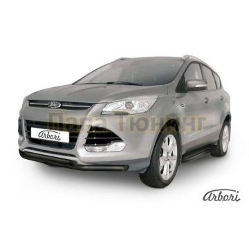 Защита передняя чёрная сталь двойная 57-57 мм Slitkoff для Ford Kuga 2013- Защита передняя чёрная сталь двойная 57-57 мм Slitkoff для Ford Kuga 2013-