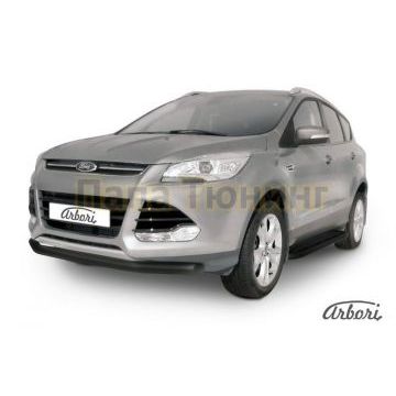 Защита переднего бампера чёрная сталь 76 мм Slitkoff для Ford Kuga 2013- Защита переднего бампера чёрная сталь 76 мм Slitkoff для Ford Kuga 2013-