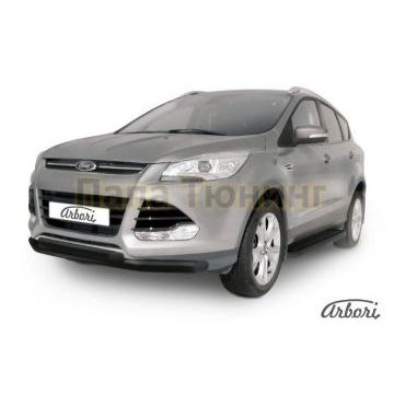 Защита передняя чёрная сталь двойная 76-57 мм Slitkoff для Ford Kuga 2013- Защита передняя чёрная сталь двойная 76-57 мм Slitkoff для Ford Kuga 2013-
