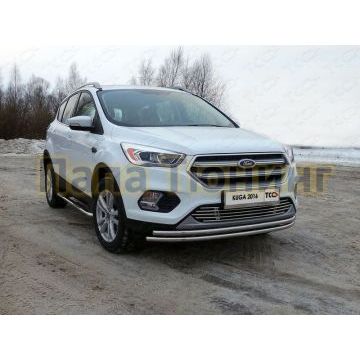 Защита передняя двойная 42-42 мм ТСС для Ford Kuga 2016-