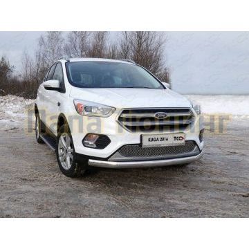Защита передняя овальная 75х42 мм ТСС для Ford Kuga 2016-