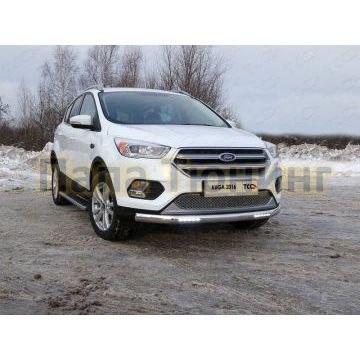 Защита передняя овальная с ДХО 75х42 мм ТСС для Ford Kuga 2016-
