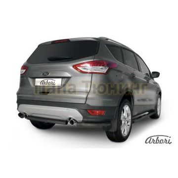 Защита заднего бампера чёрная сталь 57 мм Slitkoff для Ford Kuga 2013- Защита заднего бампера чёрная сталь 57 мм Slitkoff для Ford Kuga 2013-