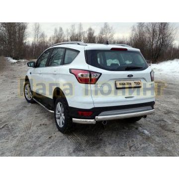 Защита заднего бампера центральная 75х42 мм ТСС для Ford Kuga 2016-