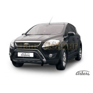 Кенгурин чёрная сталь низкий с перемычкой 57 мм Slitkoff для Ford Kuga 2008-2013 Кенгурин чёрная сталь низкий с перемычкой 57 мм Slitkoff для Ford Kuga 2008-2013