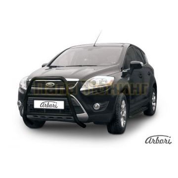 Кенгурин чёрная сталь высокий с двумя перемычками 57 мм Slitkoff для Ford Kuga 2008-2013 Кенгурин чёрная сталь высокий с двумя перемычками 57 мм Slitkoff для Ford Kuga 2008-2013