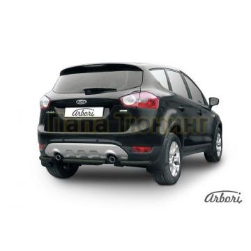 Защита заднего бампера чёрная сталь 57 мм Slitkoff для Ford Kuga 2008-2013 Защита заднего бампера чёрная сталь 57 мм Slitkoff для Ford Kuga 2008-2013