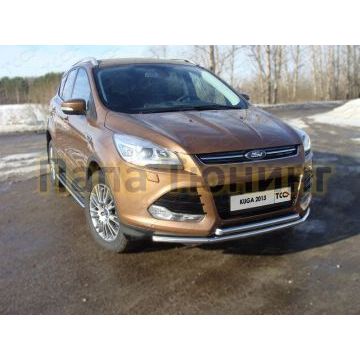 Защита передняя двойная 42-42 мм ТСС для Ford Kuga 2013-2016