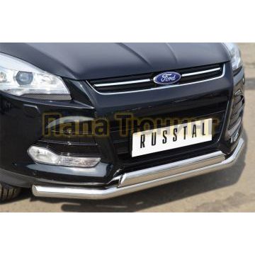Защита передняя двойная 63-75х42 мм РусСталь для Ford Kuga 2013-2016