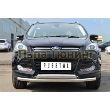 Защита передняя двойная 63-75х42 мм РусСталь для Ford Kuga 2013-2016