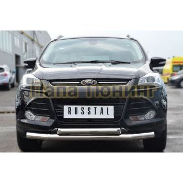 Защита передняя двойная d76-d57  секции-дуга РусСталь для Ford Kuga 2013-2016