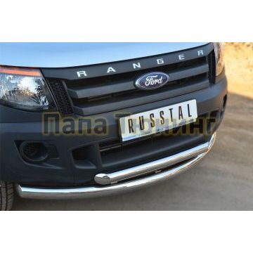 Защита передняя двойная d76-d57  РусСталь для Ford Ranger 2012-2015