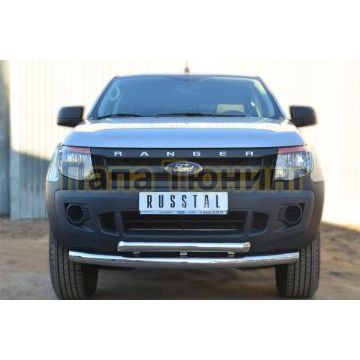 Защита передняя двойная d76-d57  РусСталь для Ford Ranger 2012-2015