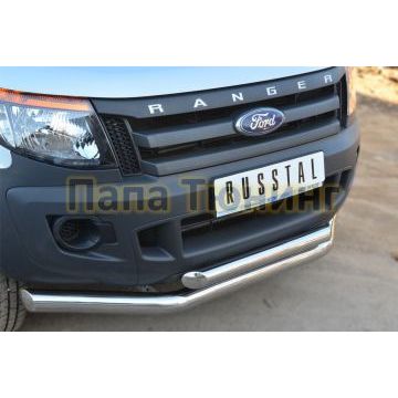 Защита передняя двойная d76-d57  РусСталь для Ford Ranger 2012-2015