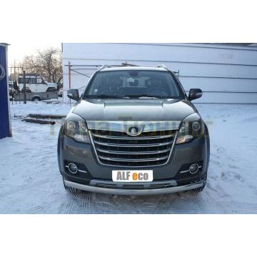 Защита передняя овальная 75х42 мм ALFeco для Great Wall Hover H3 2014-2017