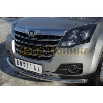 Защита переднего бампера d57 дуга РусСталь для Great Wall Hover H3 2014-