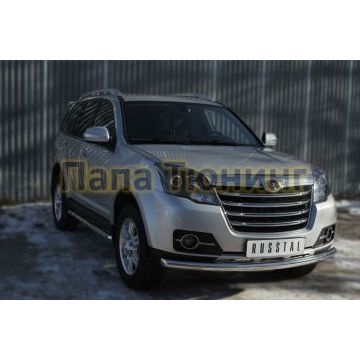 Защита переднего бампера d57 дуга РусСталь для Great Wall Hover H3 2014-
