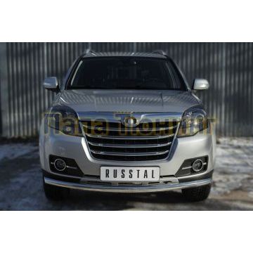 Защита переднего бампера d57 дуга РусСталь для Great Wall Hover H3 2014-