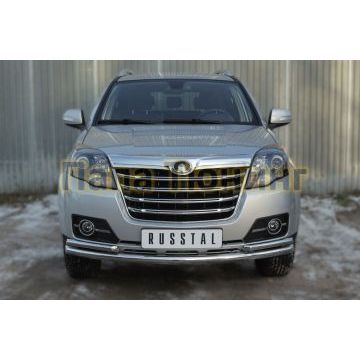 Защита передняя двойная d57-d42 дуга РусСталь для Great Wall Hover H3 2014-