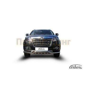 Защита передняя волна с накладками 57 мм Slitkoff для Great Wall Hover H3 New 2014-2015