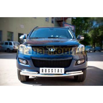 Защита передняя двойная d76-d42 РусСталь для Great Wall Hover H5 2011-2015