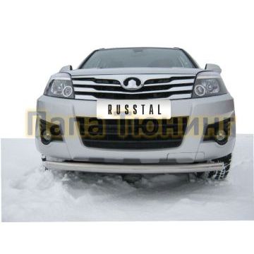 Защита переднего бампера d57 дуга РусСталь для Great Wall Hover H3 2010-2014