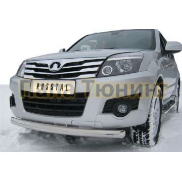 Защита переднего бампера d76 дуга РусСталь для Great Wall Hover H3 2010-2014