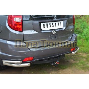 Защита задняя двойные уголки d57-d42 РусСталь для Great Wall Hover H3 2010-2014