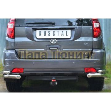Защита задняя двойные уголки d57-d42 РусСталь для Great Wall Hover H3 2010-2014