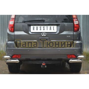 Защита задняя двойные уголки d57-d57 РусСталь для Great Wall Hover H3 2010-2014