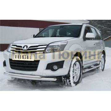 Защита передняя двойная d57-d42 РусСталь для Great Wall Hover H3 2010-2014