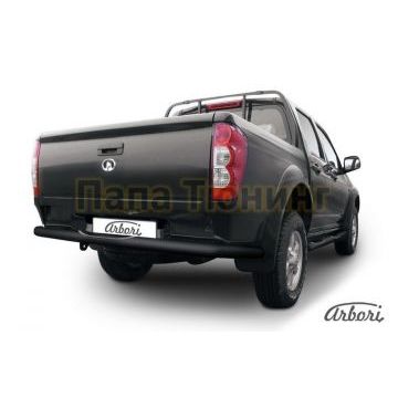 Защита заднего бампера чёрная сталь с накладкой 76 мм Slitkoff для Great Wall Wingle 5 2011-2015 Защита заднего бампера чёрная сталь с накладкой 76 мм Slitkoff для Great Wall Wingle 5 2011-2015