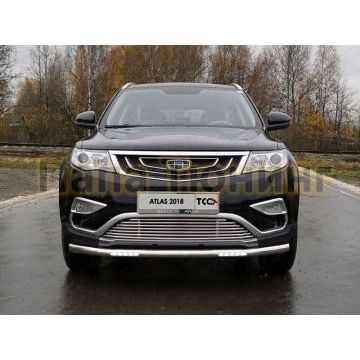 Защита переднего бампера с ДХО 60 мм для Geely Atlas 2018-2024