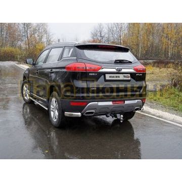 Защита задняя овальные уголки 75х42 мм для Geely Atlas 2018-2024