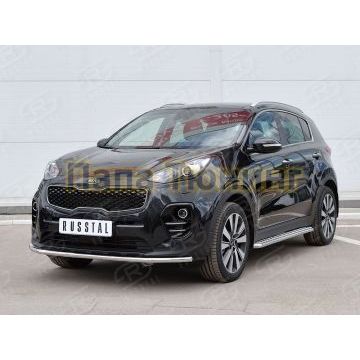 Защита переднего бампера d42 РусСталь для Kia Sportage 2016-2021