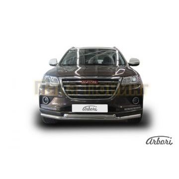 Защита передняя двойная 57-57 мм Slitkoff для Haval H2 2014-