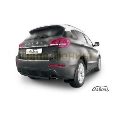 Защита заднего бампера чёрная сталь короткая 57 мм Slitkoff для Haval H2 2014-