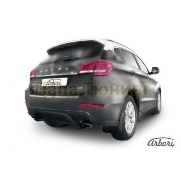 Защита заднего бампера чёрная сталь скоба 57 мм Slitkoff для Haval H2 2014-