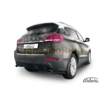 Защита задняя уголки чёрная сталь 57 мм Slitkoff для Haval H2 2014-